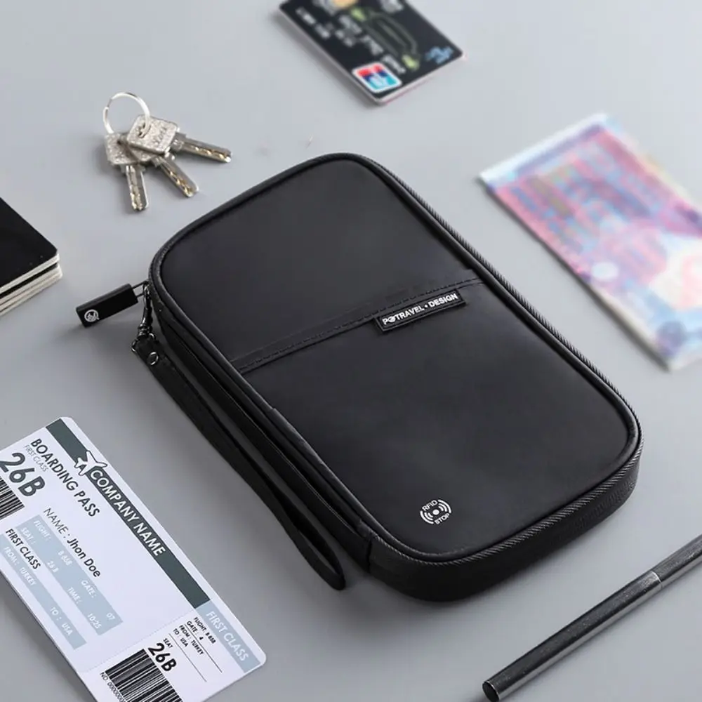 Porta carte Borsa per passaporto in nylon Borsa per aereo Check-in Custodia per carte con clip per passaporto Portafoglio multifunzionale Accessori da viaggio