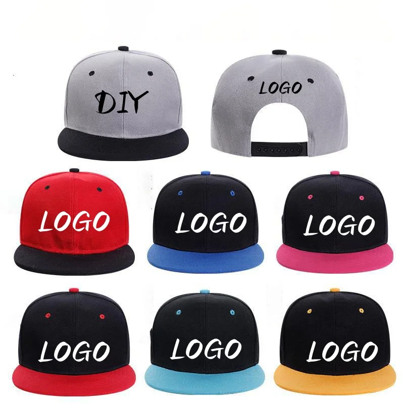 Unisex Cheap Custom Hip hop Flat Trucker Hats For Dance Caps Women Men Solid Color Adjustable Flat Bill Snpback Hat with Logo