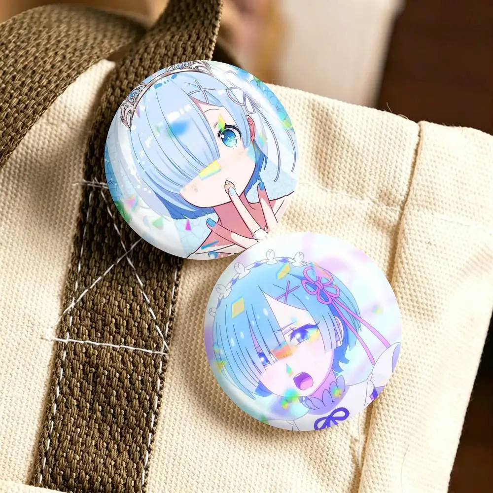 Anime Re Zero R-Rem  25 32 44 58 75mm Badges Personalized Round Brooches Pins Accessory Gift