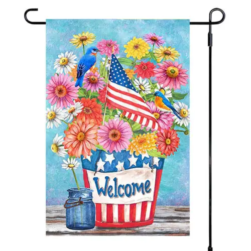 Super Tough Garden Flag - Patriotic Bouquet - 12in x 18in