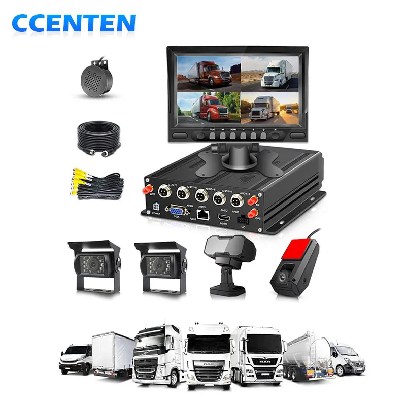 Digital 1080P Camera Truck Bus Car Black Box Dashcam 3G 4G Gps Ai Cctv Mobile Wifi GPS MDVR DVR 4CH 7Inch  Camera System