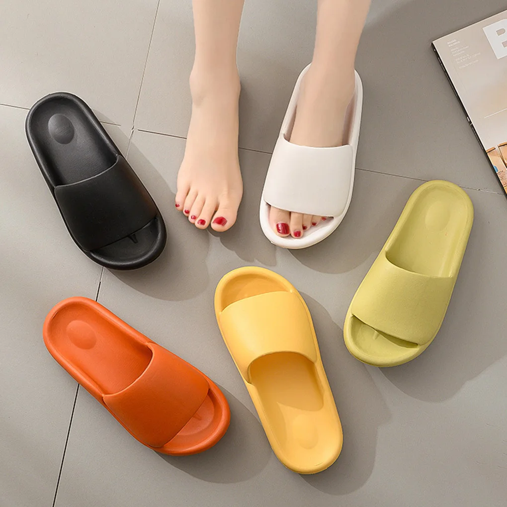 1 Pair Slipper Non-Slip Unisex Shower Slipper EVA Open Toe Shoes Bathroom Beach Colored Shoes, White, 44/45