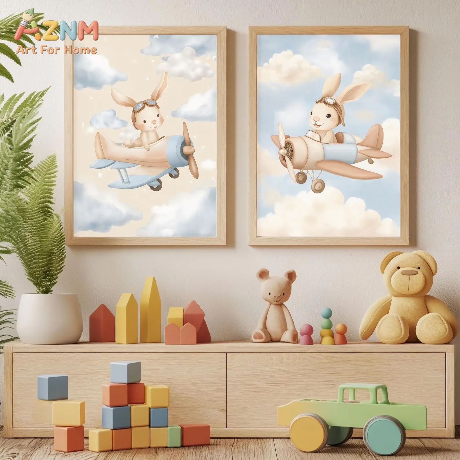 Lot de 2 tableaux muraux Lapin - Baby Nursery Animal Theme avis et prix