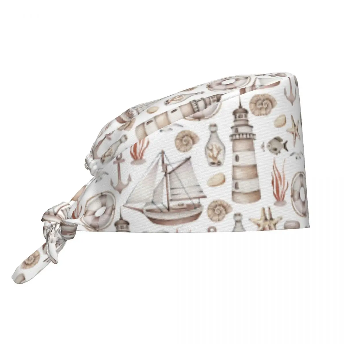 Crab Marine Life Seafood Ocean Sea Tropical Style Lab Surgeon Surgical Cap Pet Grooming Agency Vet Medical Work Hats Scrub Cap