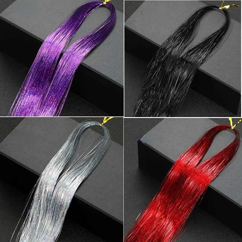 93cm Colorful Bling Hair Extension Accessories Laser Gold Shiny Metallic Wire Hair Extensions DIY Retro Hip-hop Hair Braid Tool