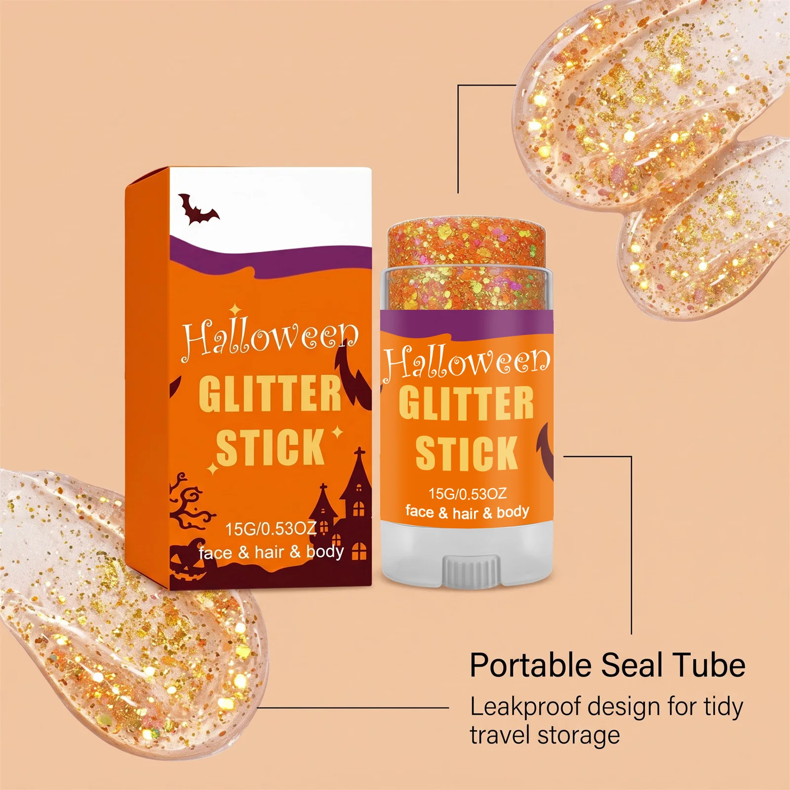 Körper- und Gesichts-Glitzerstift, funkelnder Pailletten-Glitzer-Gel-Stift, Kosmetik-Haarglitzer, Festival-Make-up für Halloween- und Weihnachtsfeiern – Detail 7