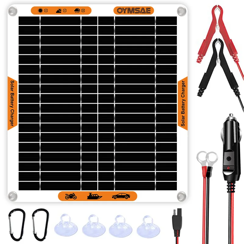 

Solar Car 5W 12V Battery Charger Portable Solar Battery Charger and Maintainer Power Bank Solar Panel for Campers Boats