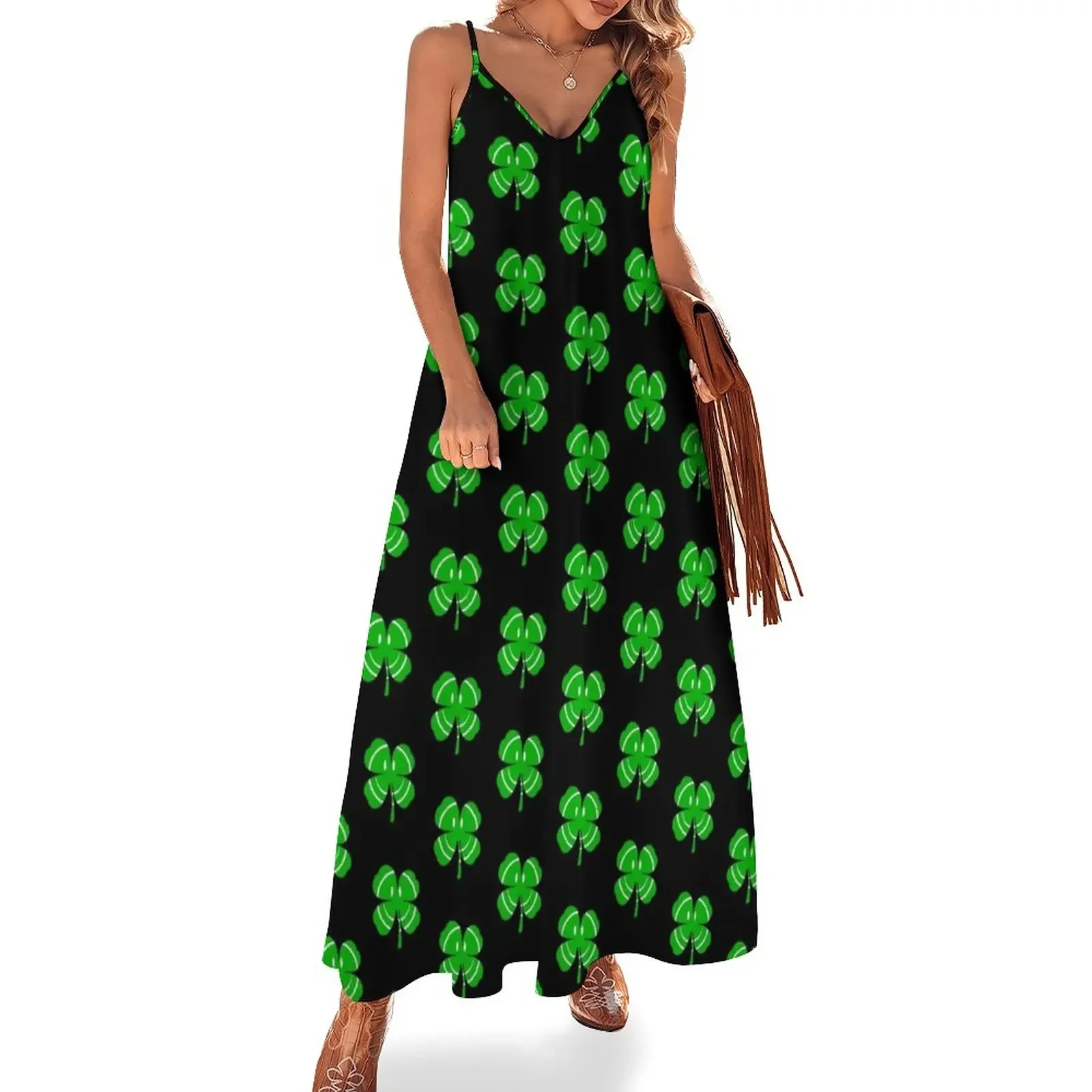 

Happy Irish Shamrock Sleeveless Dress women dresses Dress vintage Dress
