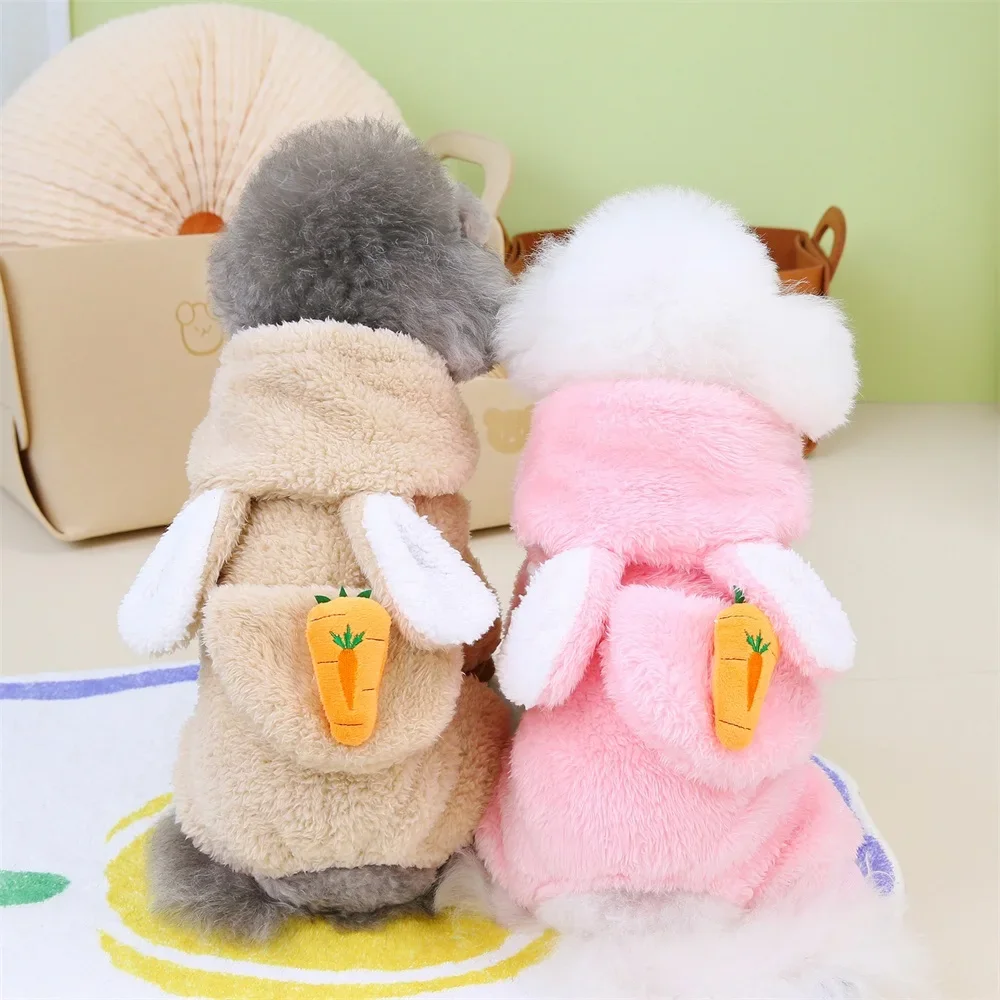 Hooded Winter Dog Clothes Thickness Warm Fleece Cat Dog Pajamas Four Legs Jumpsuit for Small Dogs Yorkie Pet Outfit