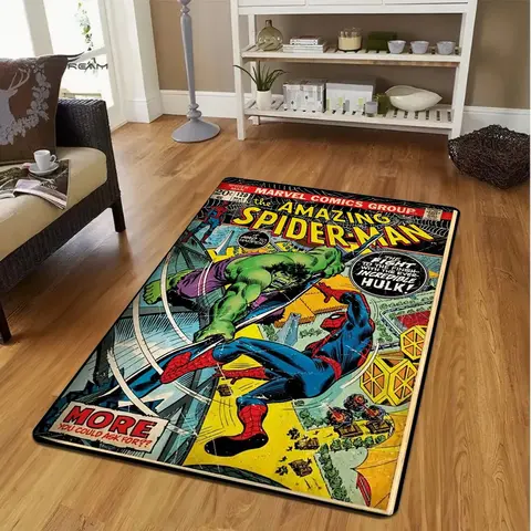 Miniso vintage quadrinhos super-herói marvel spiderman tapete para sala de estar decoração quarto tapetes antiderrapantes tapete macio bem-vindo