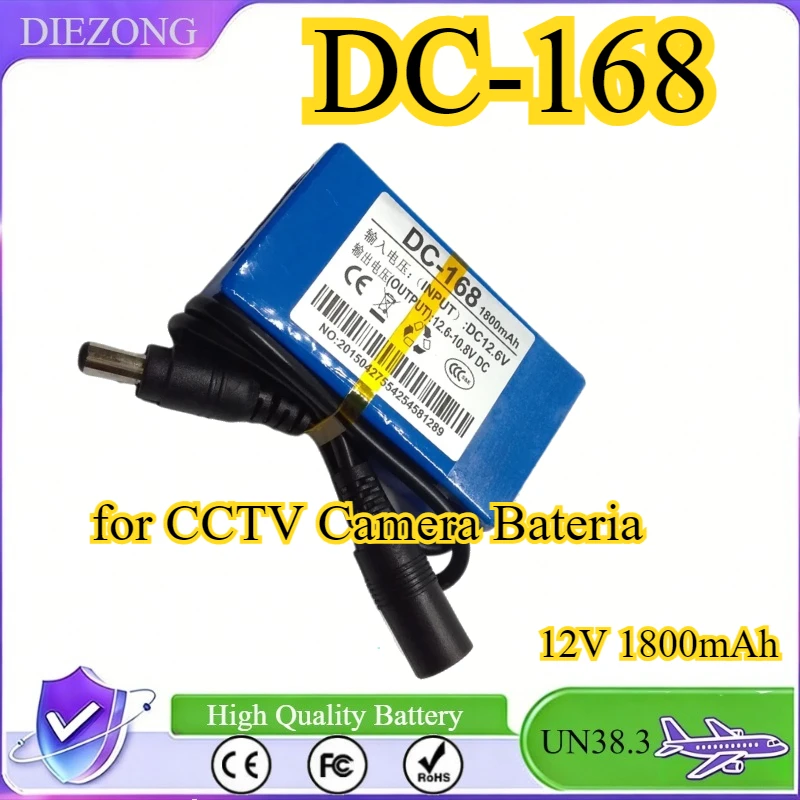 

DC-168 New Mini Portable 12V 1800mAh High Capacity Rechargeable Polymer Lithium-ion Battery Cell Pack for CCTV Camera Bateria