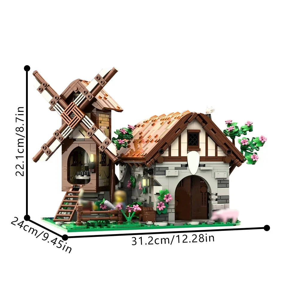 고브릭스 MOC 대장장이 브리즈 빌딩 블록 모델 중세 대장장이 집 거리 풍경 건축 블록 조립 장난감 선물
