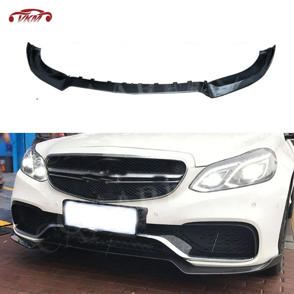 E Class Front Lip Shovel Spoiler For Benz W212 E260 E300 E400 E63 AMG 2014 2015 2016 Head Bumper Chin Guard Carbon Fiber / FRP