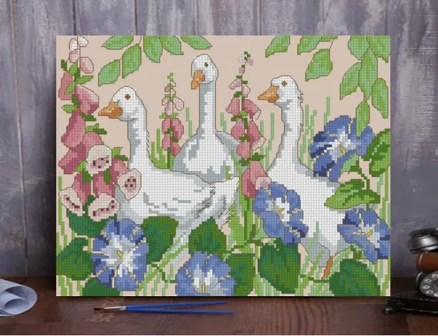 Chinese Cross-Stitch Kits, Embroidery Needlework Sets, Three Gears, Flock 33-28, 16CT, 14CT, 18CT, DIY