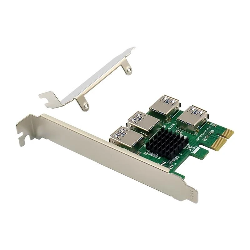 PCI-E Riser Extender ASM1184e 4 Ports USB Split Conversion Card PCIe 4-USB to 4xPCI-E Adapter Card Best Sale