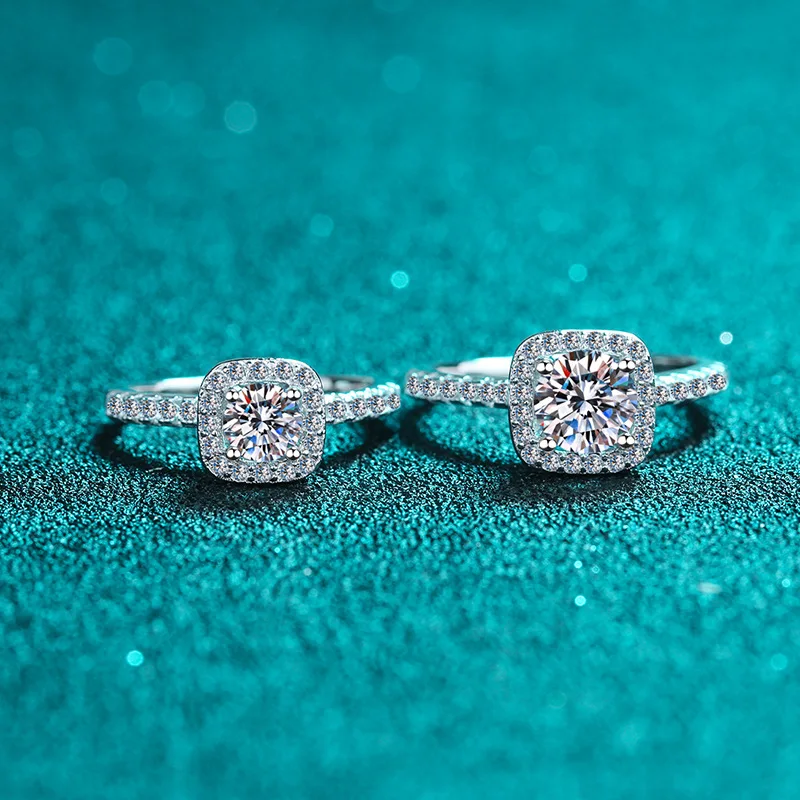 

0.5/1.0/2.0ct Moissanite S925 Silver Rings for Men Women Plated Platinum Edging Wedding Diamond Band Fashion Jewelry Wholesale