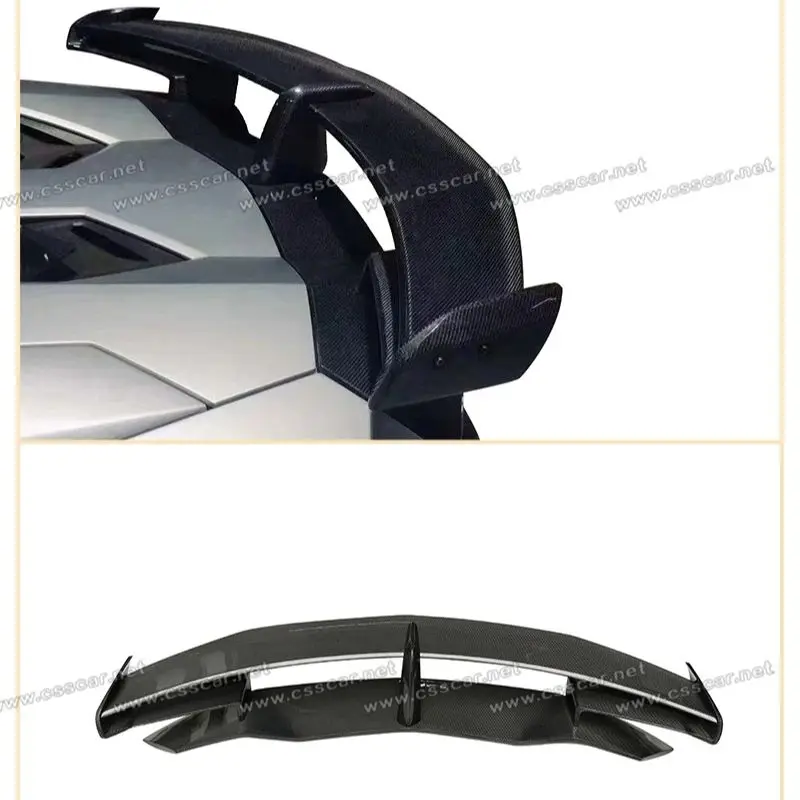 

Карбоновый задний спойлер для Lamborghini Aventador LP700, тюнинг SVJ, независимая установка, двухуровневые спойлеры.