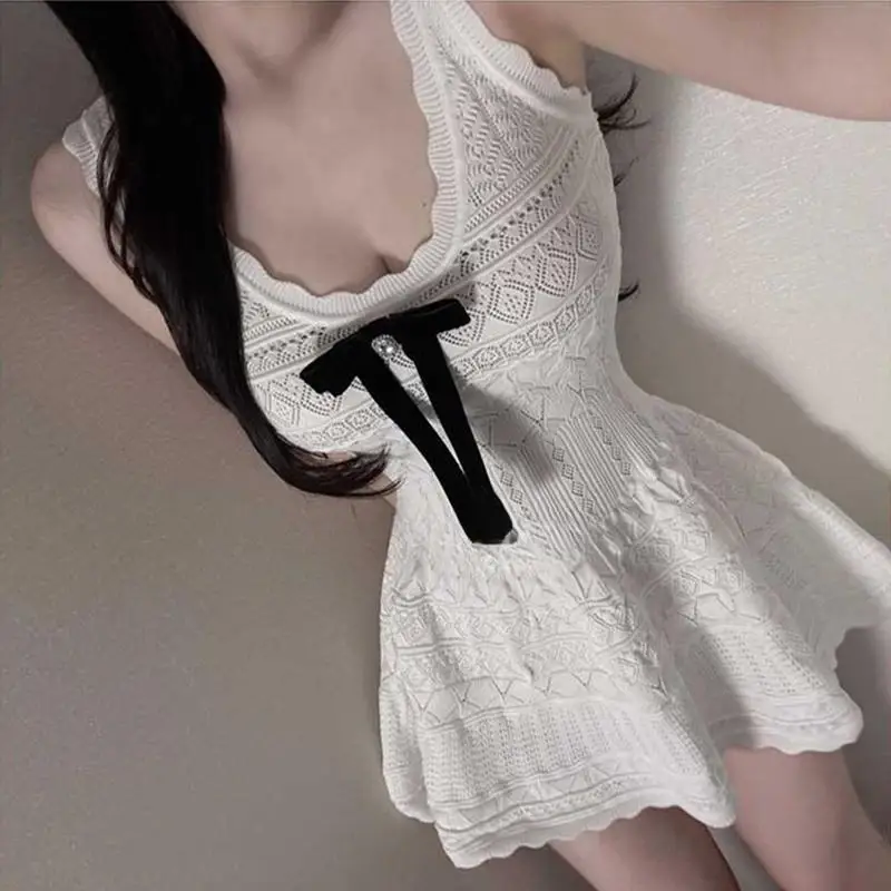 

Новое летнее женское платье Dongda Gate: вязаное, с завязками на талии, в стиле Color Block, роскошное и модное