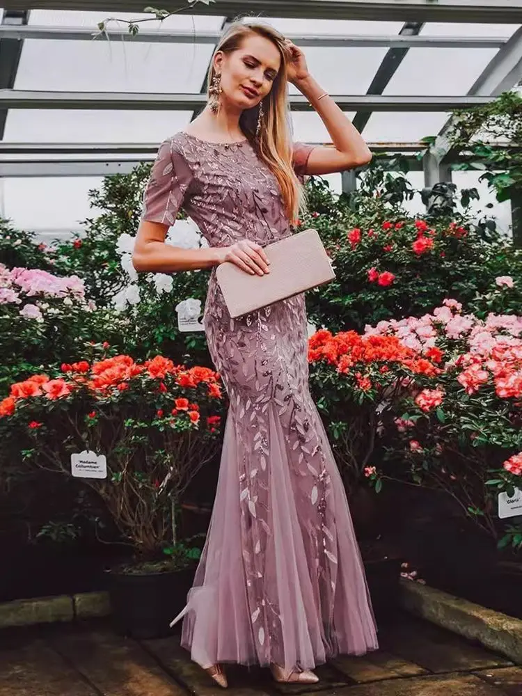 Abito da sera sexy taglie forti con perline e pizzo slim fit da donna Dr a vita alta Fi Tail Sle Wedding Dr