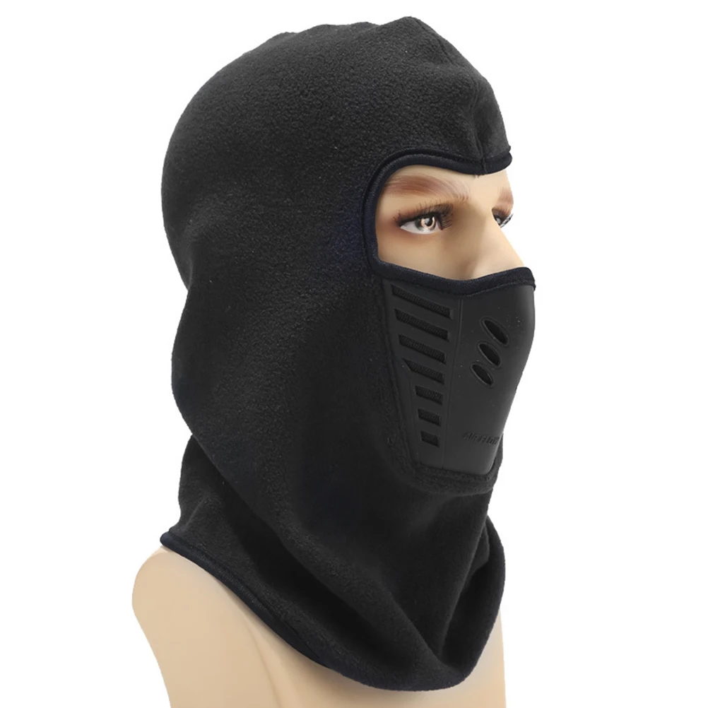 

Unisex Winter Outdoor Practical Cycling Ski Hooded Scarf Hat Portable Cold Thickened Caps for Women Men (Black)