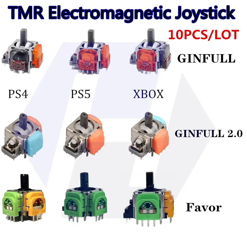 10PCS DS13-MAX GINFULL 2Nd RS13 3.0 Joystick TMR Atualizado Compatível com PS5 PS4, Joystick Substituto para Controles de Jogo Xbox