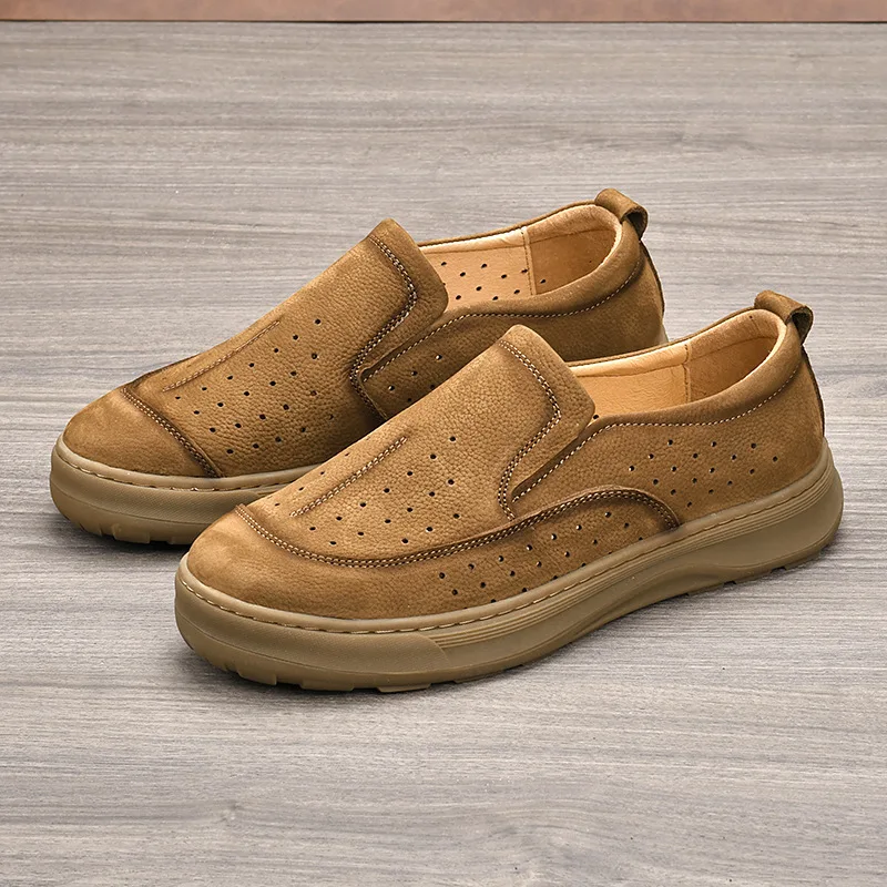 

Мужская обувь Рабочая обувь Лоферы Коровья кожа Все мягкие Натуральная кожа Повседневная прогулочная старомодная мужская обувь Фермерская