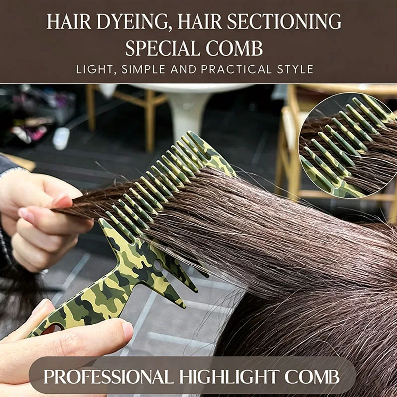 3-teiliges Camo Pompadour Kamm-Set, Hitzebeständiger Friseur-Stylingkamm für Männer, Professioneller Salon 3-Zahn-Haarkamm für DIY-Frisuren – Detail 5