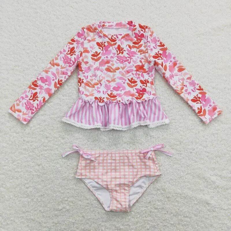 

wholesale western toddler baby 2piece swimming rash guard swimwear kids beach set little girls swimsuit