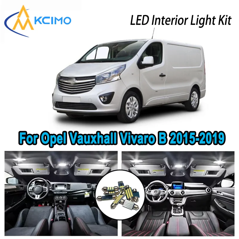 

For Opel Vauxhall Vivaro B 2015-2019 2016 Premium Bright LED Interior Dome Map Trunk Light Kit Car Led Lamps Canbus No Error