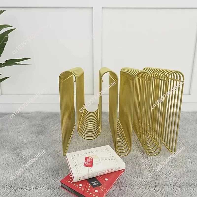 

Nordic Simple Magazine Shelf Creative LandingMetal Light Luxury Book Shelves Sample RoomDecoration Floor Frame Storage Shelf