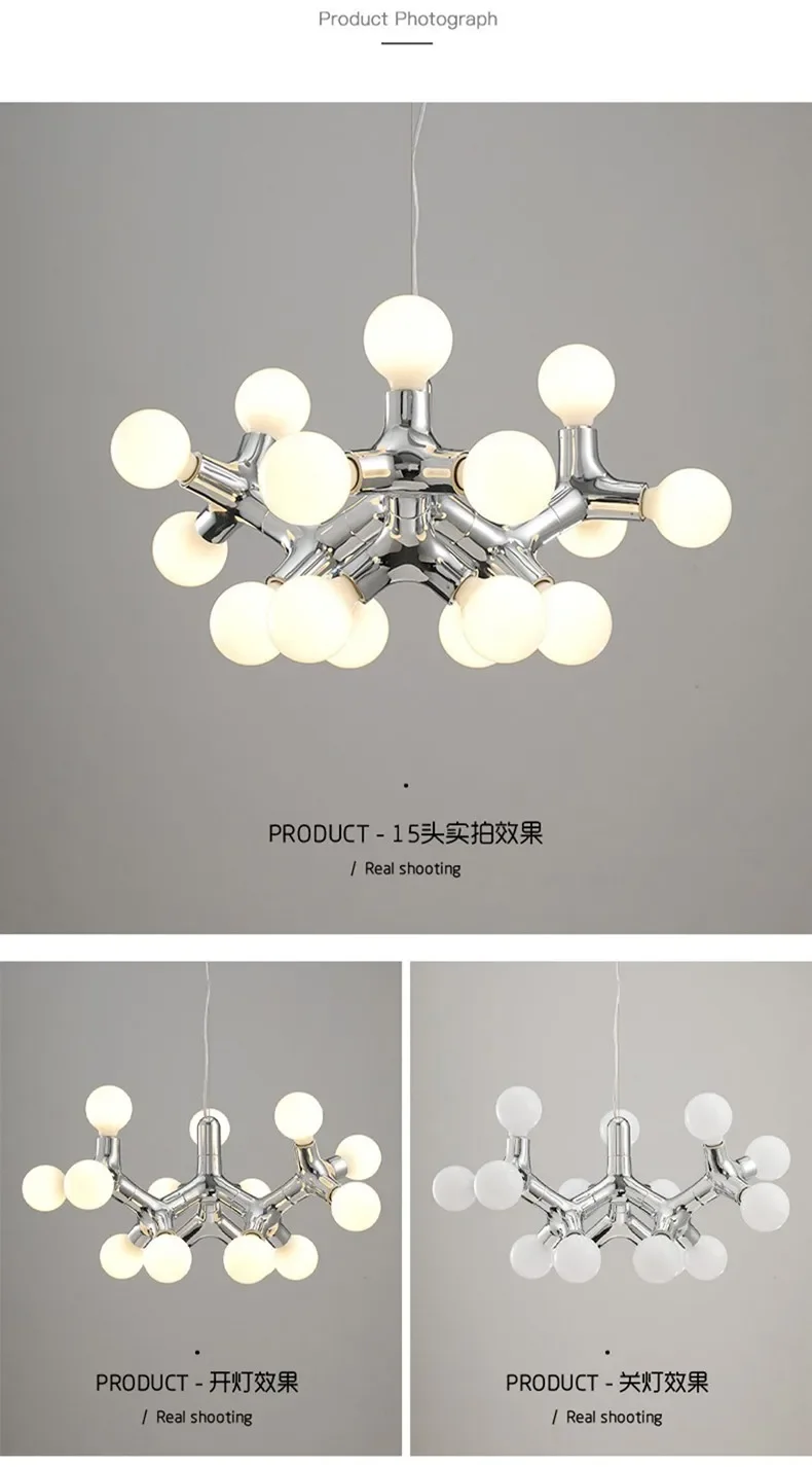 Postmodern LED Chandelier Lighting Copper Dining Room Island