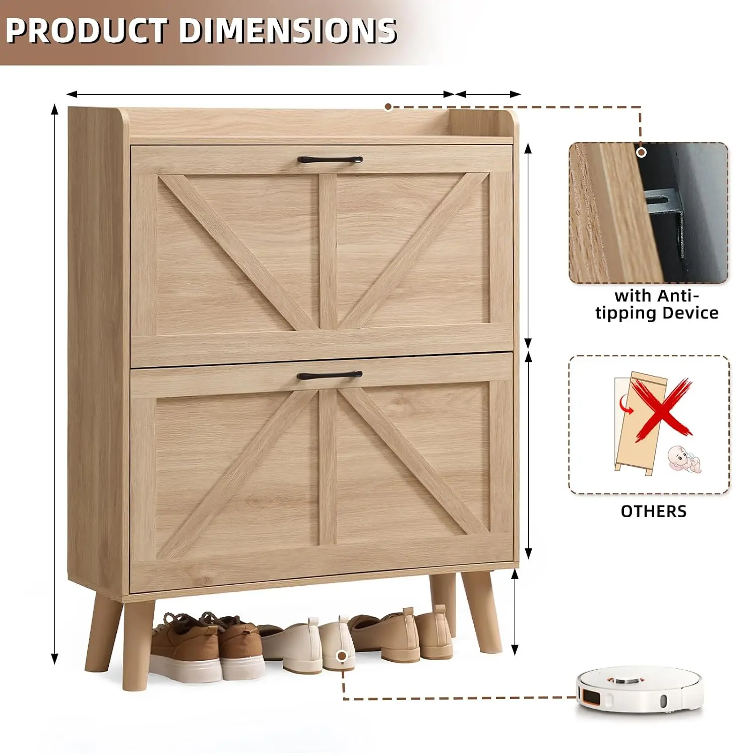 Shoe Shoe Cabinet Storage for Entryway with 2 Flip Drawers, Customized - Aliexpress Deal
