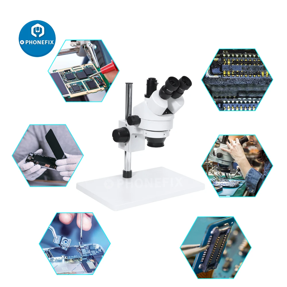 3.5X-180X Trinocular Simul-focus Microscope for Phone PCB Soldering Repair with 0.5X 2X Lens Industrial Stereo Microscope