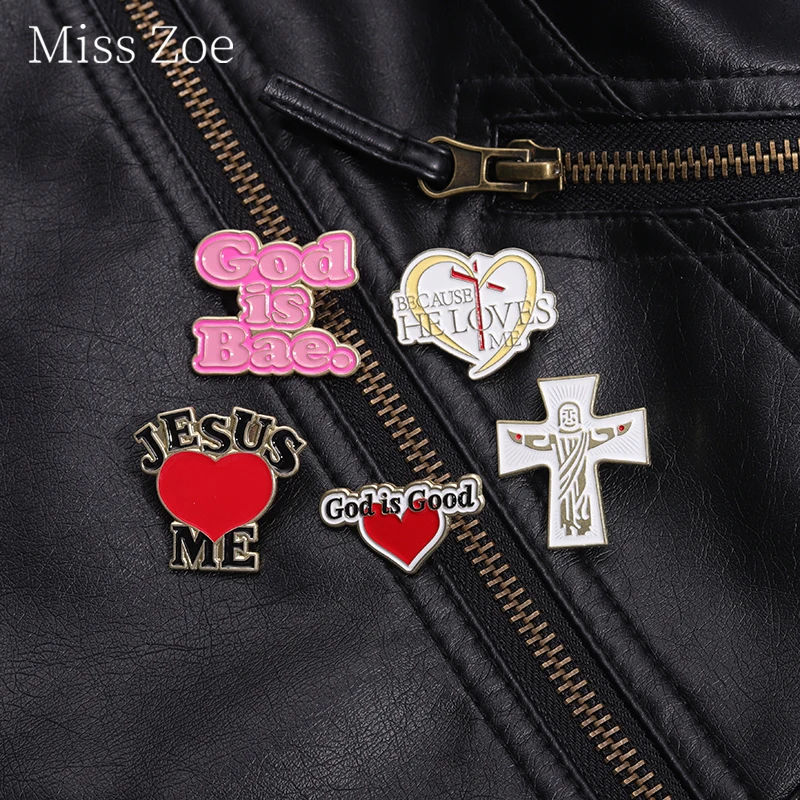 Jesus Love Me Because He Loves Me Enamel Pin God Is Bae The Cross Of Jesus Brooch Lapel Badges Jewelry Gift For Christian Friend