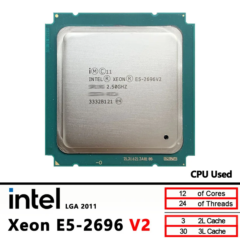 Intel Xeon E5 2696V2 E5 2696 V2 Used 2.5GHz 12 cores and 24 threads CPU processor  LGA 2011
