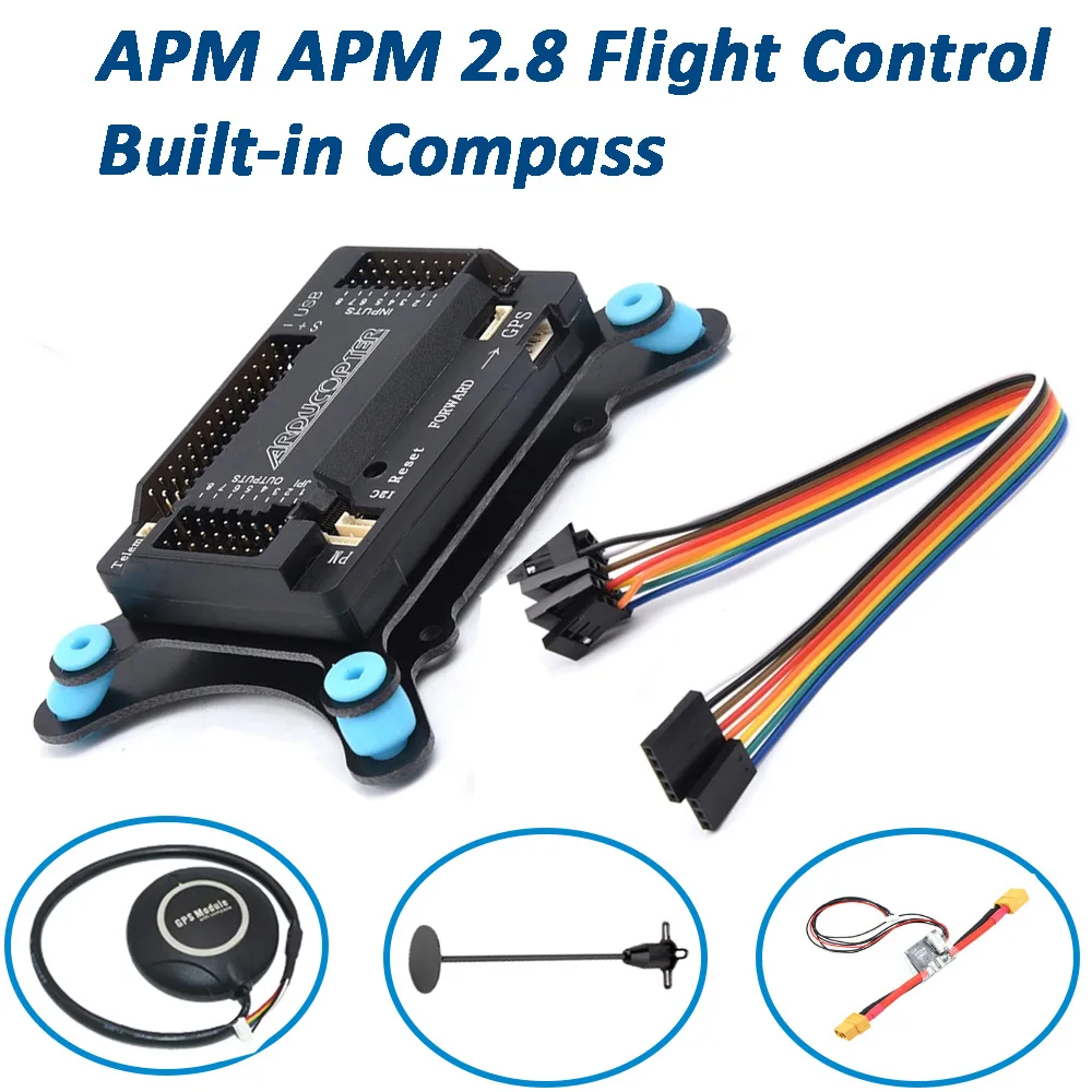 APM 2.8 Flight Control Built-in Compass/ M8N GPS With Carbon Tube GPS Bracket/ APM Shock Absorber Plate/ APM Ammeter XT60 Plug