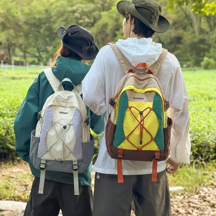 Good Quality Outdoor Color-block Backpack For Women Lightweight Travel Hiking High-value Casual Backpack Student School Bag
