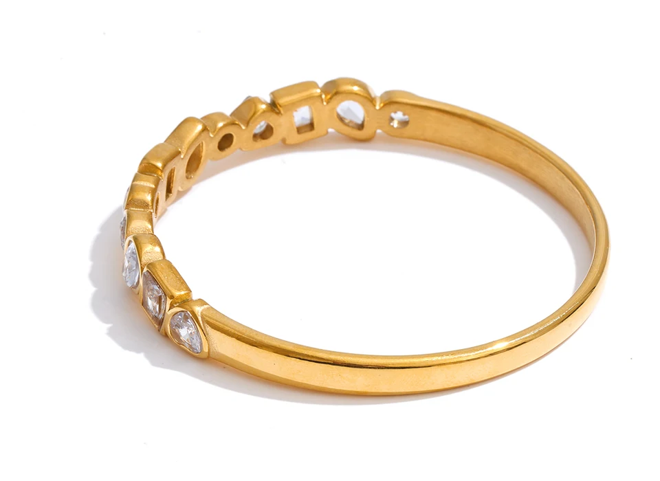 Yhpup 62mm Hochwertiger Edelstahl Zirkonia Goldenes Armband Armreif Neuankömmling Zarter Bling Handgelenkschmuck Wasserdicht – Detail 2