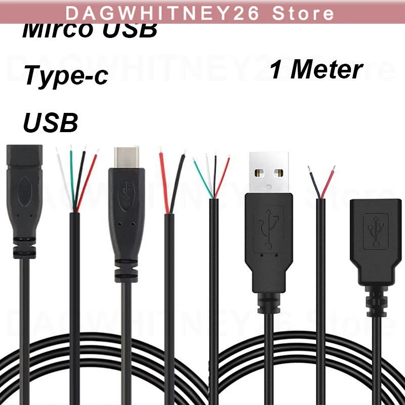 1M USB Power Supply Cable Type A Male Female C Micro 2Pin 4pin Cord Extension Wire Adapter Charge DIY Connector U26