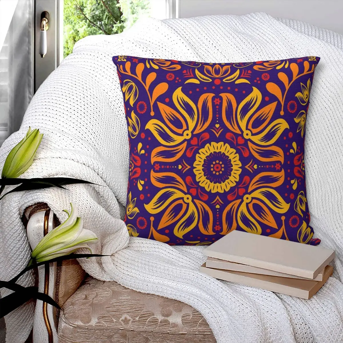 Hot floral folk pattern pillow Nordic cushion cover long pillow pillow sleeping classroom French pillowcase can be customized