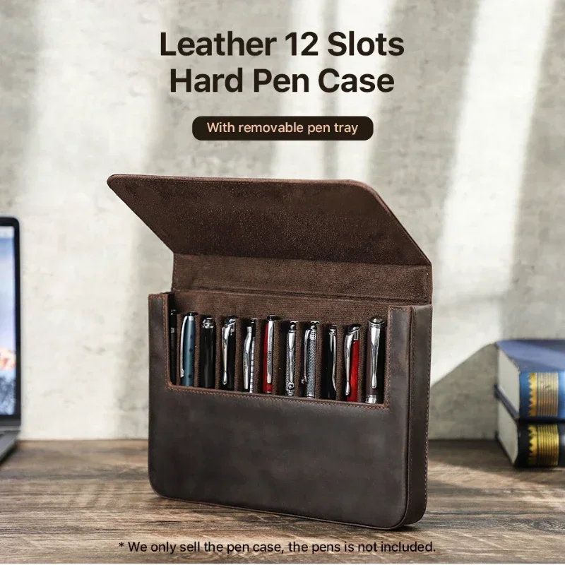 Luxury Genuine Leather 2/3/6/12 Slots Fountain Pen Case Bags Box Pencil Storage Pouch Holder Office School Supplies Stationery