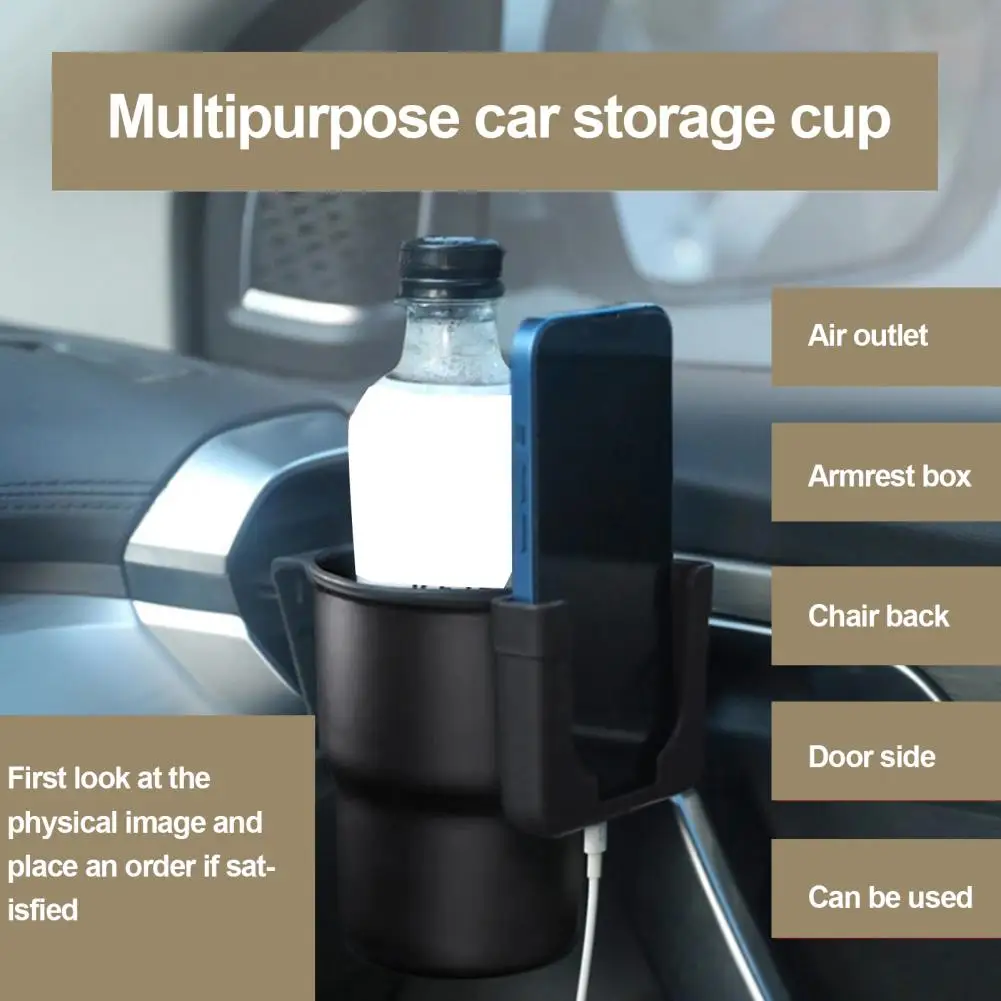 Car Cup Holder Phone Mount Multifunctional SUV Truck Auto Air Vent Beverage Drink Water Bottle Organizer Storage Rack Car Interi