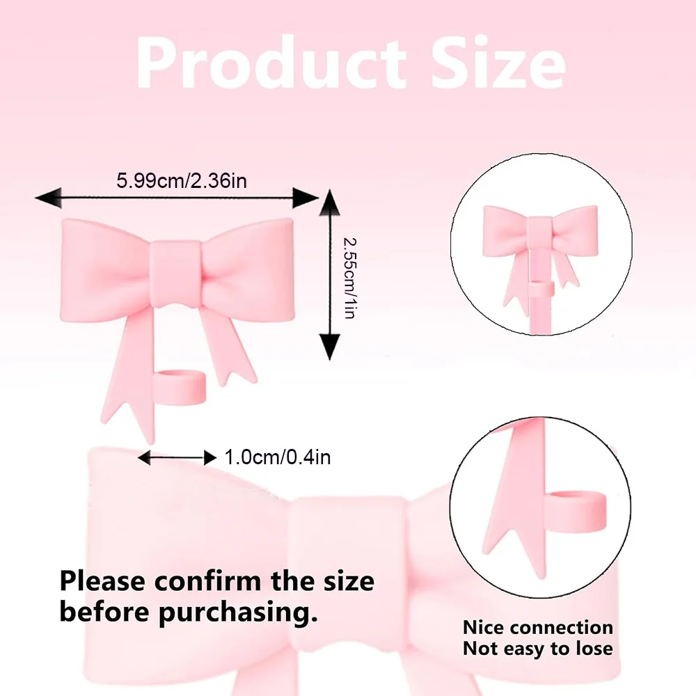 6pcs Cup Accessories Set for Stanley Cup Including 10mm Bow Straw Cover Butterfly Charm Lipstick Holder and Silicone Boot