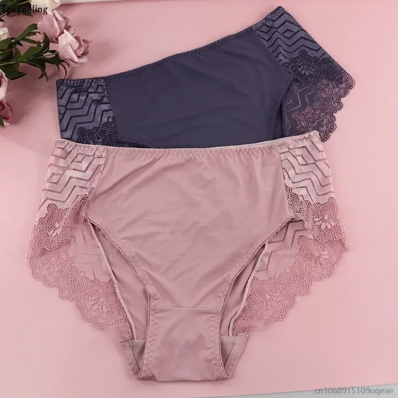 Sexy Lace Panties for Women Summer Simple Plus Size Seamless Briefs Mid Waist Seamless Comfortable Underwear Calcinhas Feminina