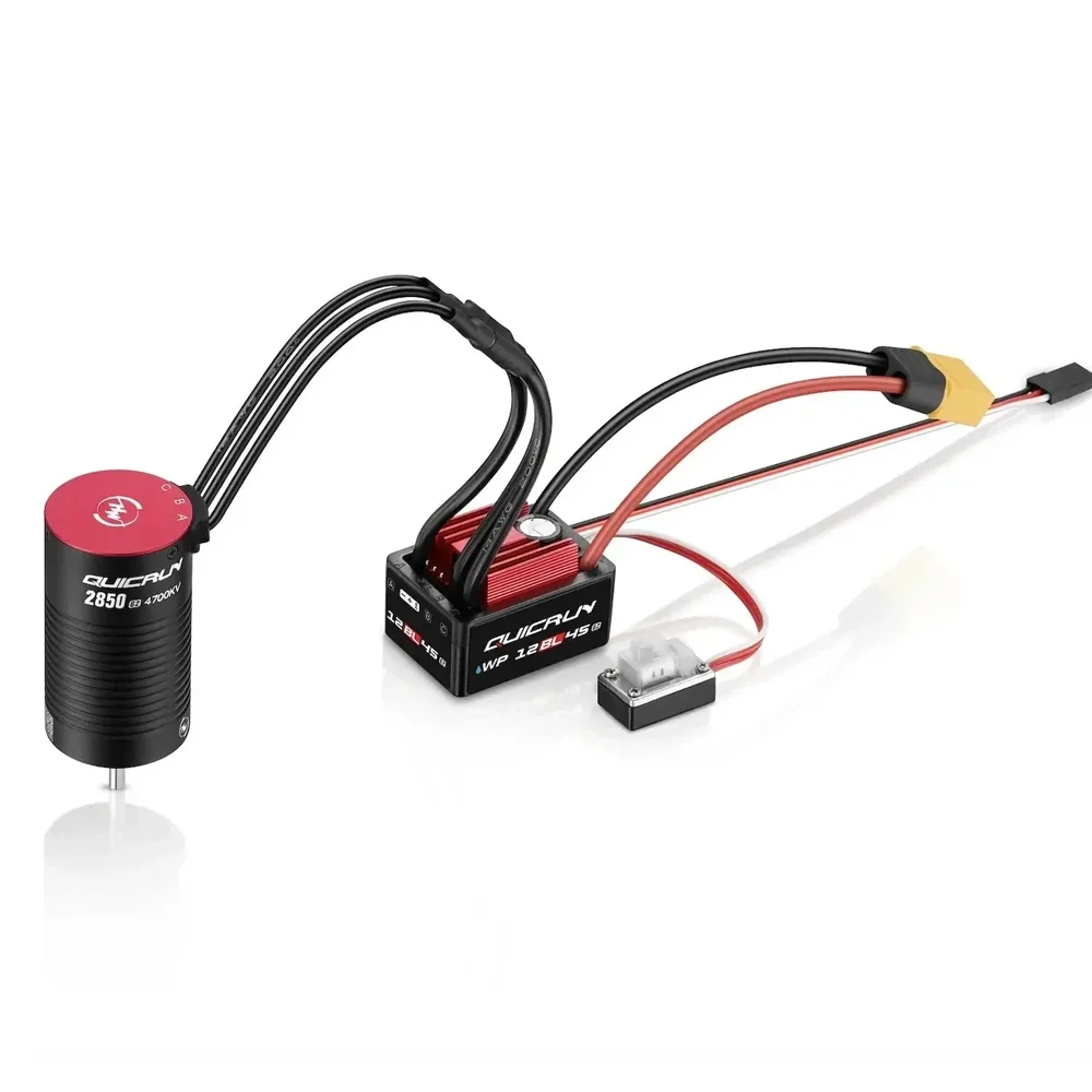 HobbyWing QuicRun WP 12BL45 G2 45A ESC with 2840SL 4700KV, 2850SL 3400KV, 4700KV G2 Sensored Brushless Motor 1/12 1/14 RC Cars