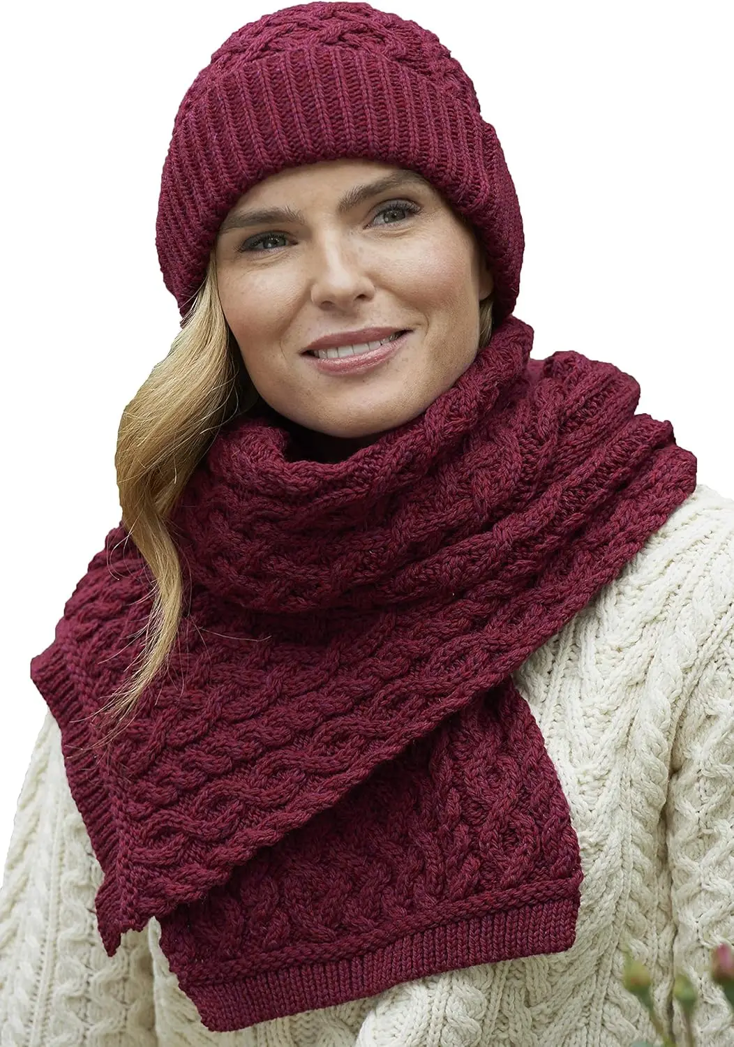 

Мягкий вязаный шарф с узором «решетка», 100% мериносовая шерсть для тепла и стиля