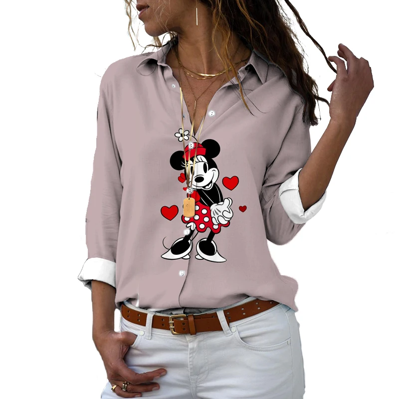 New Spring Autumn Disney Brand Mickey and Minnie Anime 3D Printing Harajuku Style Cute Casual Tops Beach Kawaii Clothes 2022