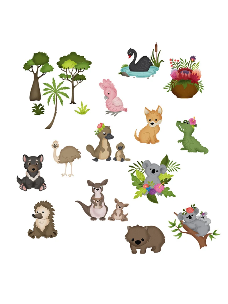 Новинка 2022, штамп Koala bear с цветами, металлическая форма для вырезания, Дикая собака, лебедь, скрапбукинг, украшение для фотоальбома «сделай сам», ремесло для карточек