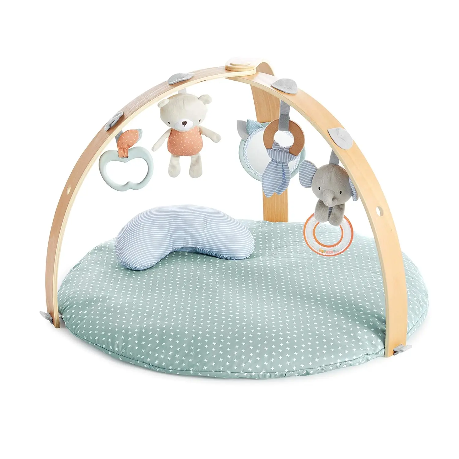 

Reversible Duvet Activity Gym & Play Mat with Wooden Toy Bar for Newborns and Up, Cozy Spot Design