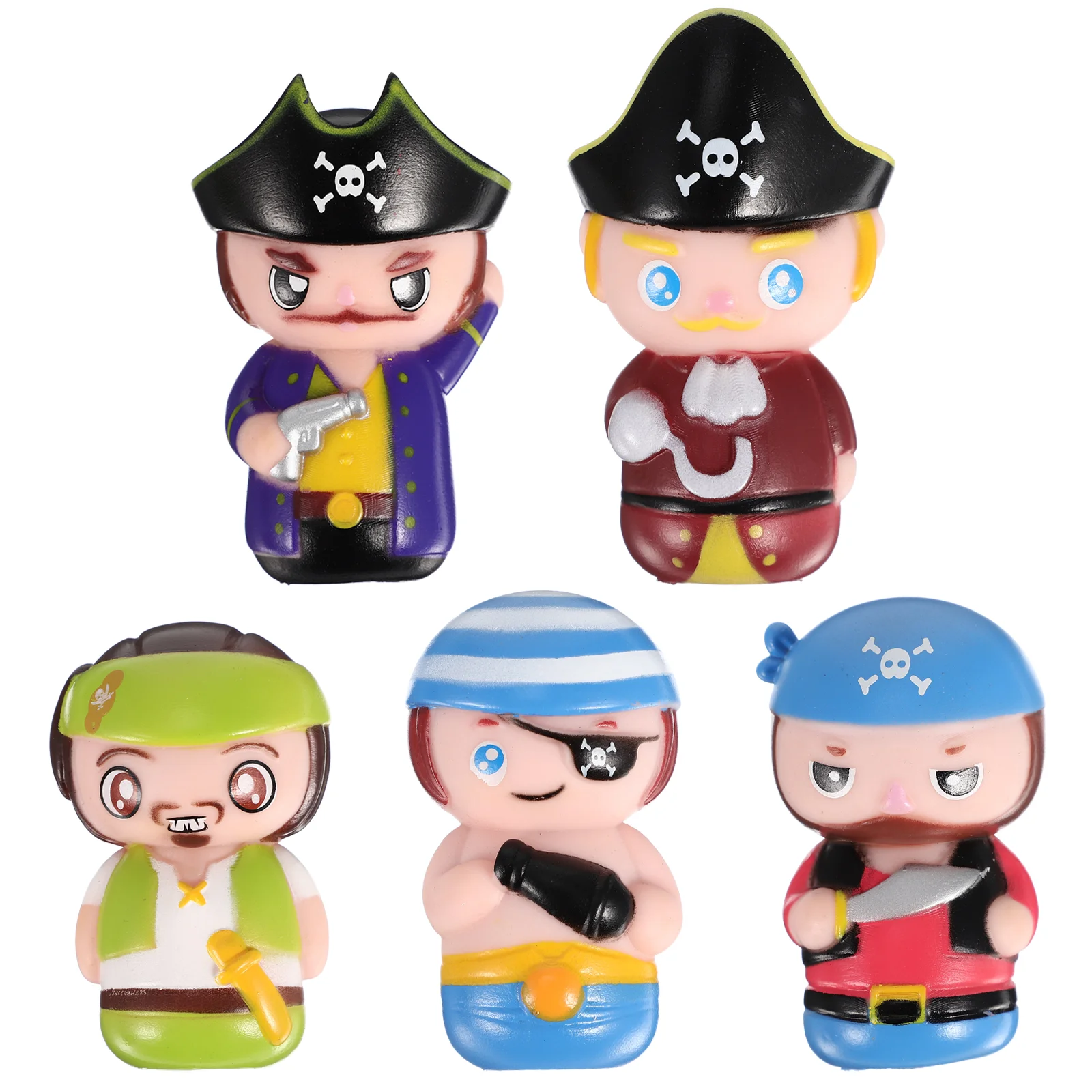5 Pcs Cartoon Finger Pirate Hand Puppet Puppets Christmas for Kids Bulk Party Favors Design